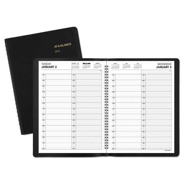 AAG7022205 AT-A-GLANCE Two-Person Group Daily Appointment Book, 8 x 10 7/8, Black, 2018