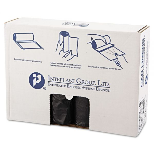 IBSS404812K Inteplast Group High-Density Can Liner, 40 x 48, 45gal, 12mic, Black, 25/Roll, 10 Rolls/Carton