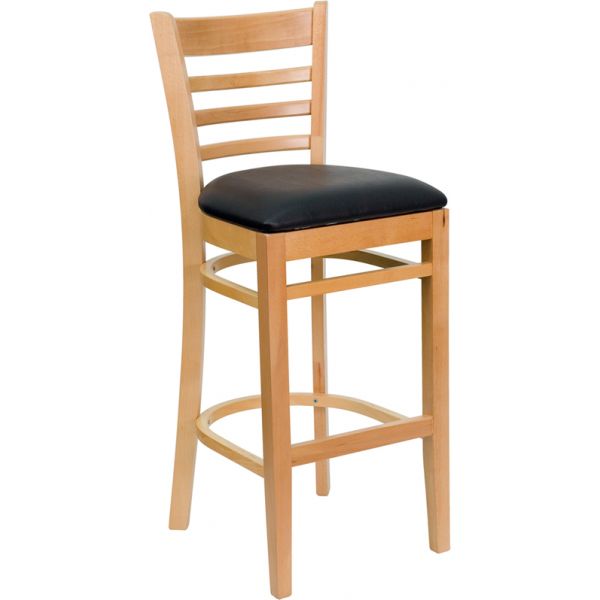 FHFXUDGW0005BARLADNATBLKVGG Flash Furniture HERCULES Series Ladder Back Barstool