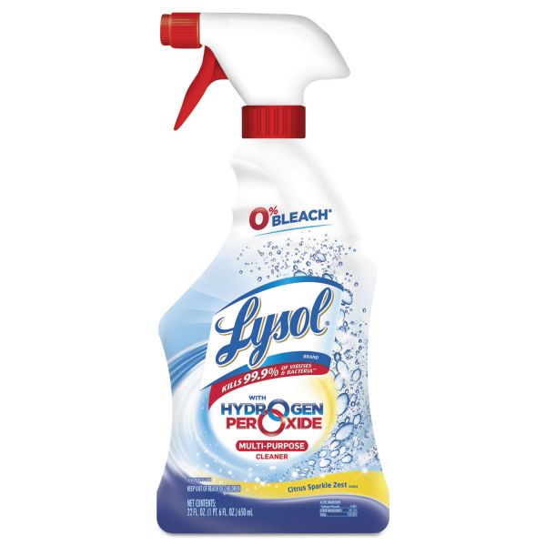 RAC85017CT LYSOL Brand Multi-Purpose Hydrogen Peroxide Cleaner, Citrus Sparkle Zest,22oz Spray BT,12/CT
