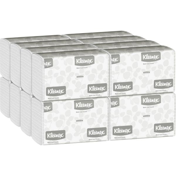 KCC01890 Kleenex Multi-Fold Paper Towels, 9 1/5 x 9 2/5, 1-Ply, White, 150 Sheets/Pack, 16 Packs/Carton