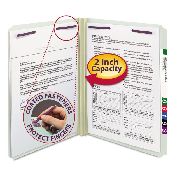 SMD14910 Smead Two Inch Expansion Fastener Folder, Straight Tab, Letter, Gray Green, 25/Box