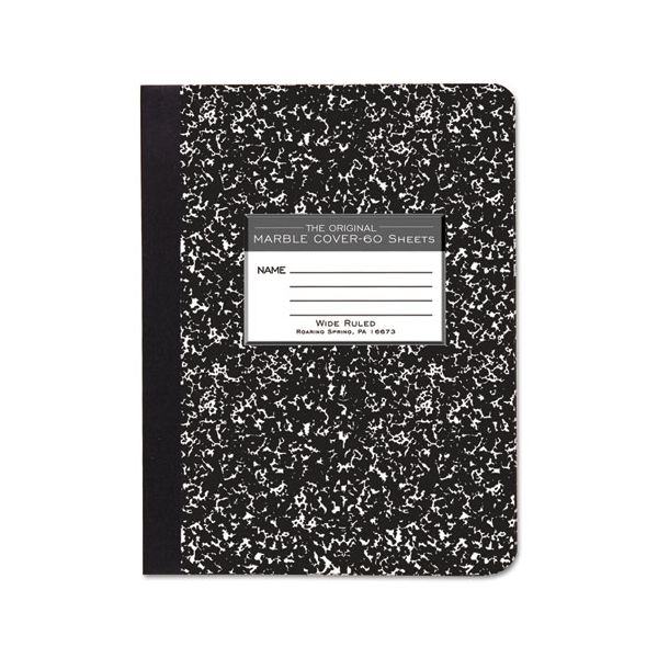 ROA77222 Roaring Spring Marble Cover Composition Book, Wide Rule, 9 3/4 x 7 1/2, 60 Pages