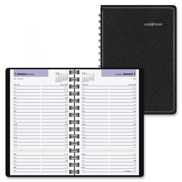 AAGG10000 AT-A-GLANCE DayMinder Daily Appointment Book with15-Minute Appointments, 8 x 4 7/8, Black, 2019