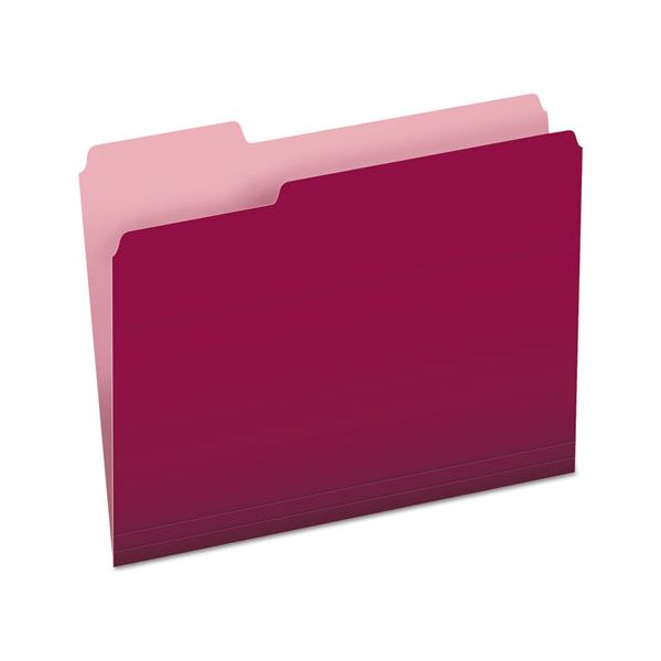 PFX15213BUR Pendaflex Colored File Folders, 1/3 Cut Top Tab, Letter, Burgundy/Light Burgundy, 100/Box