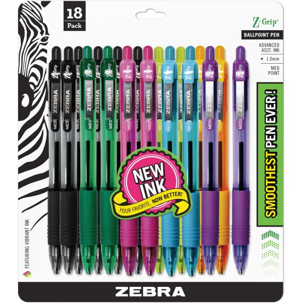 ZEB22208 Zebra Pen Z-Grip Retractable Ballpoint Pens