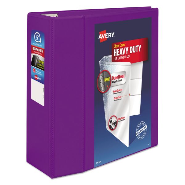 AVE79816 Avery Heavy-Duty 3-Ring View Binder w/Locking EZD Rings, 5" Capacity, Purple