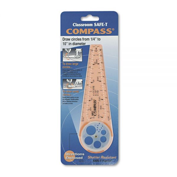 CSP45761 Classroom SAFE-T Products Compass, 10" Maximum Diameter, Plastic, Orange