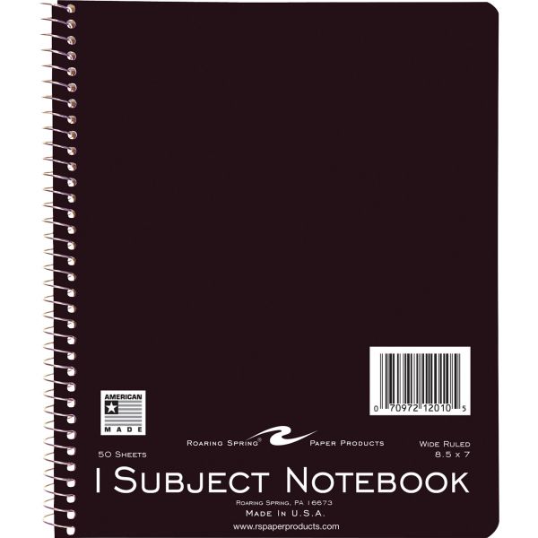 ROA12010 Roaring Spring 1-Subject Wide Ruled Spiral Notebook