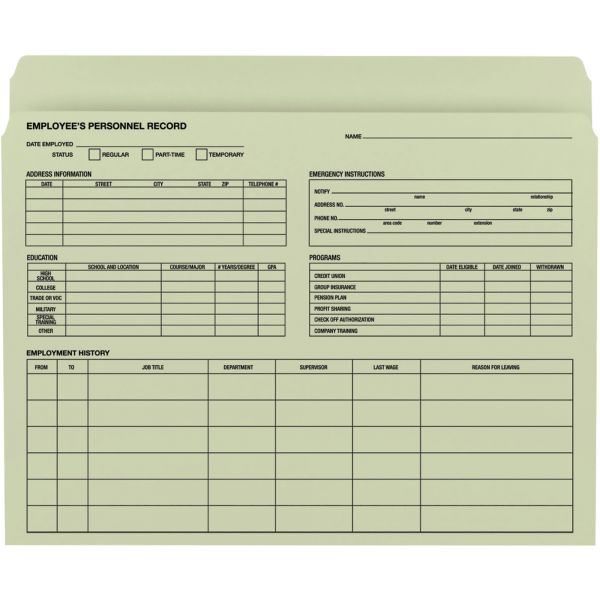 SMD77000 Smead 77000 Moss Employee Record File Folders
