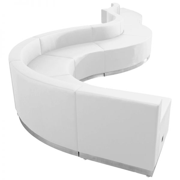 FHFZB803560SETWHGG Flash Furniture HERCULES Alon Series Melrose White Leather Reception Configuration, 9 Pieces
