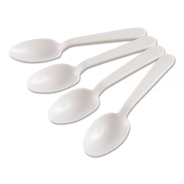GENHYWS GEN Heavyweight Cutlery, Teaspoons, Plastic, White, 1000/Carton