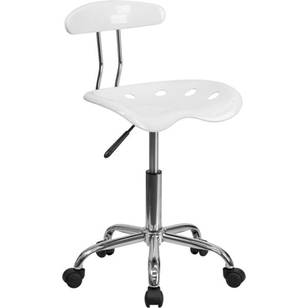FHFLF214WHITEGG Flash Furniture Vibrant Task Chair with Tractor Seat