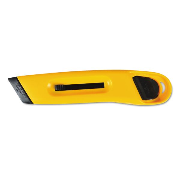COS091467 COSCO Plastic Utility Knife w/Retractable Blade & Snap Closure, Yellow