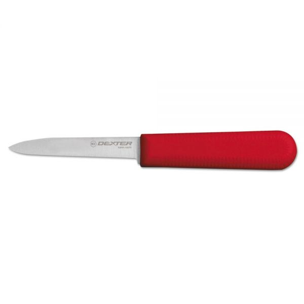DXX015303R Dexter Cooks Parer Knife, 3 1/4 Inches, High-Carbon Steel with Red Handle, 1/Each