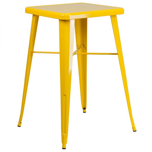 FHFCH31330YLGG Flash Furniture 23.75'' Square Yellow Metal Indoor-Outdoor Bar Height Table