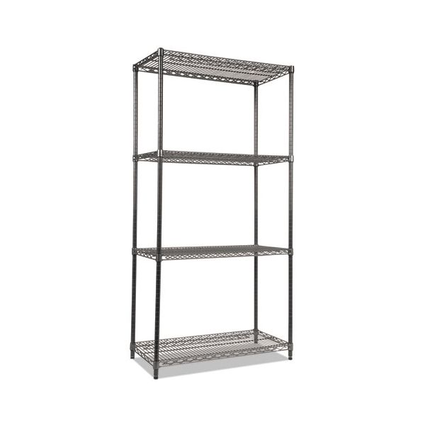 ALESW503618BA Alera Wire Shelving Starter Kit, Four-Shelf, 36w x 18d x 72h, Black Anthracite
