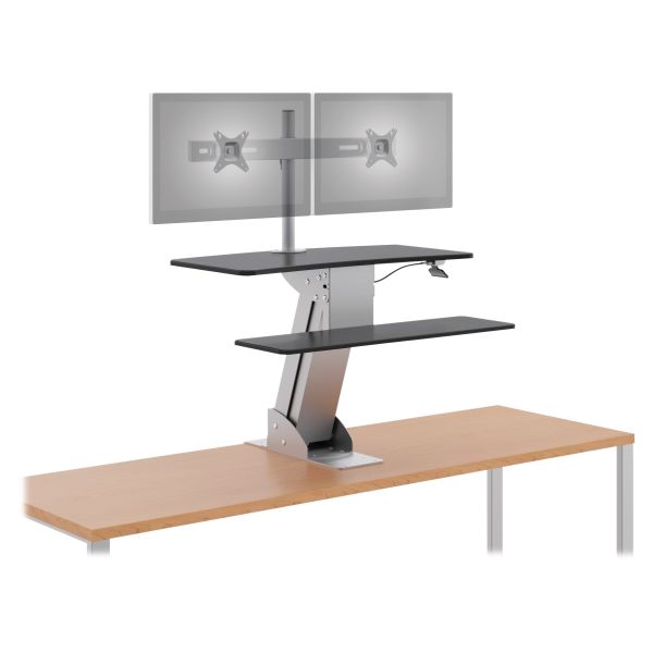 HONS1102 HON Directional Desktop Sit-to-Stand with Dual Monitor Arm, Silver/Black