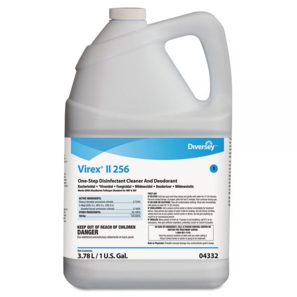 DVO04332 Diversey Virex II 256 One-Step Disinfectant Cleaner Deodorant Mint, 1 gal, 4 Bottles/CT