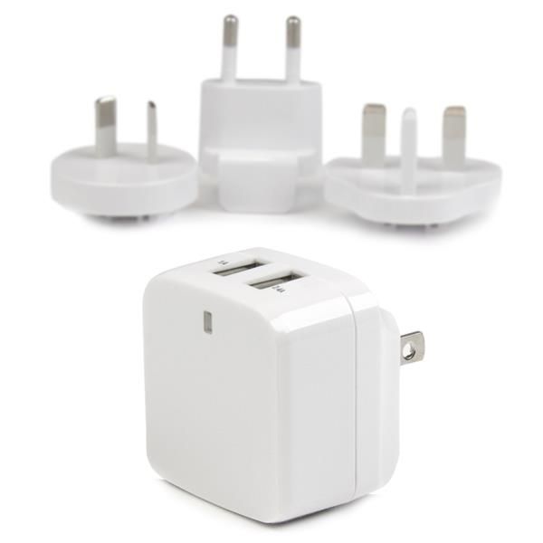 SYNX4158762 StarTech.com White Dual Port USB Wall Charger - High Power (17 Watt / 3.4 Amp) - Travel Charger (International)