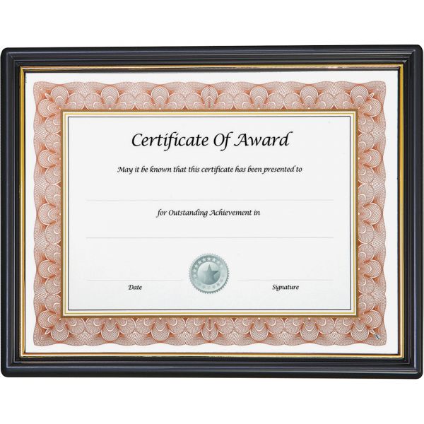 NUD11880 NuDell EZ Mount Document Frame with Trim Accent, Plastic, 8-1/2 x 11, Black/Gold