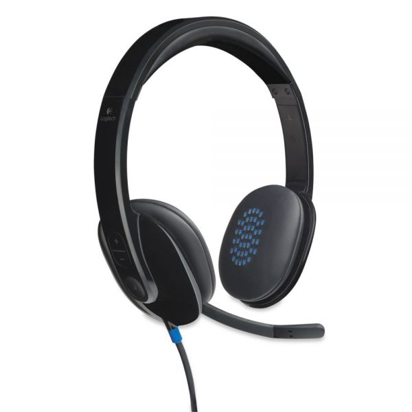 LOG981000510 Logitech H540 Corded Headset, USB, Black