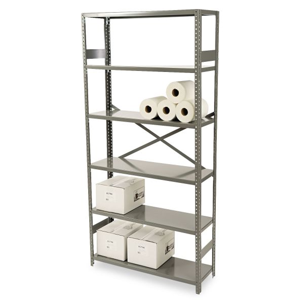 TNNESP61236MGY Tennsco Commercial Steel Shelving, Six-Shelf, 36w x 12d x 75h, Medium Gray