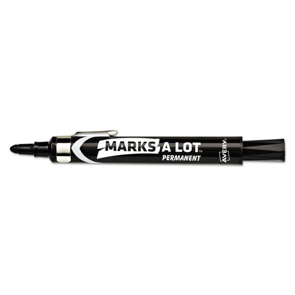 AVE24878 Avery MARK A LOT LRG Desk-Style Permanent Marker w/ Metal Clip, Bullet Tip, Black, DZ