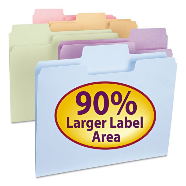 SMD11961 Smead SuperTab File Folders, 1/3 Cut Top Tab, Letter, Assorted Colors, 100/Box