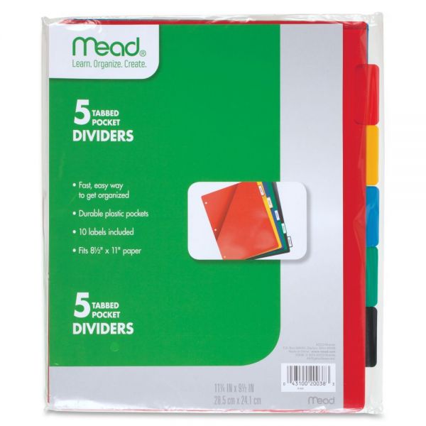 MEA20038 Five Star Plastic Index Dividers with Pockets