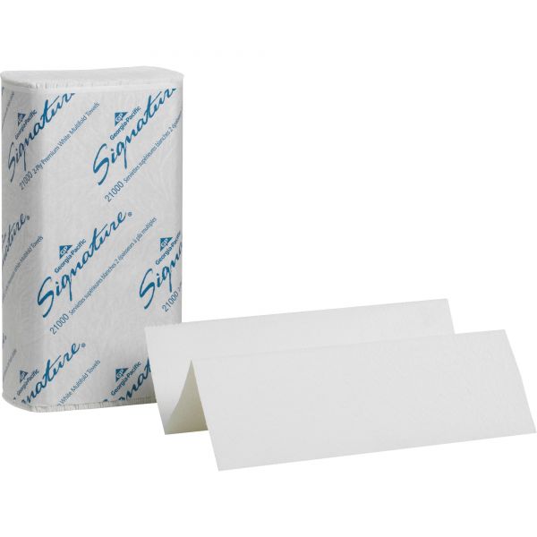 GPC21000 Georgia Pacific Professional Signature Multi-Fold Paper Towel, 9 1/5 x 9 2/5, 2-Ply, White, 125 Sheets/Pack, 16 Packs/Carton