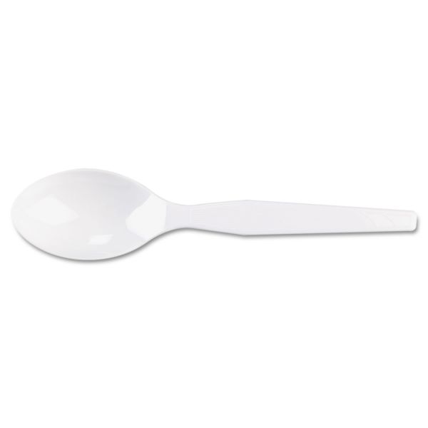 DXETM207 Dixie Plastic Cutlery, Heavy Mediumweight Teaspoons, White, 100/Box