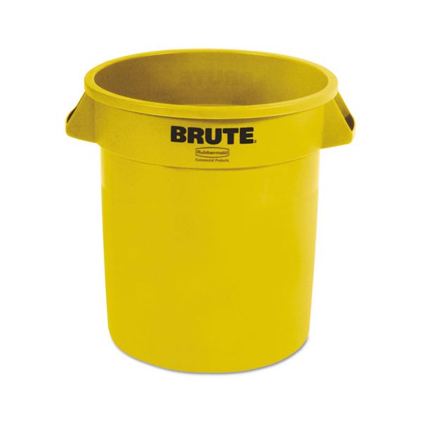 RCP2610YELCT Rubbermaid Commercial Round Brute Container, Plastic, 10 gal, Yellow, 6/Carton