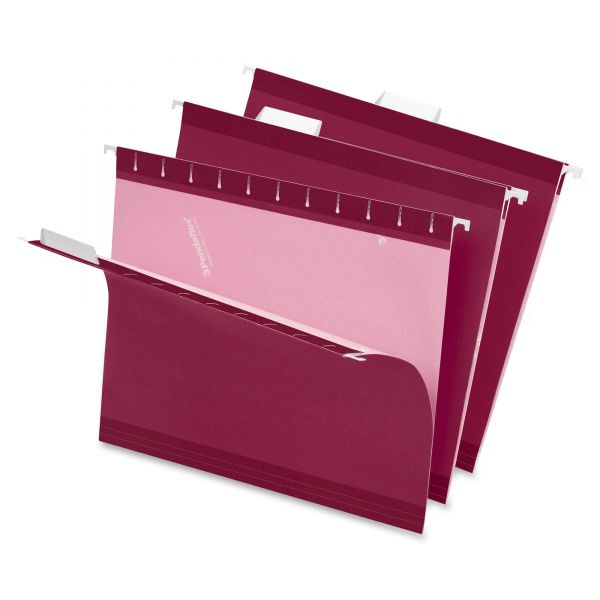 PFX415315BUR Pendaflex Reinforced Hanging Folders, 1/5 Tab, Legal, Burgundy, 25/Box