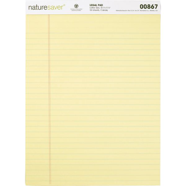 NAT00867 Nature Saver 100% Recycled Letter-Size Legal Pads