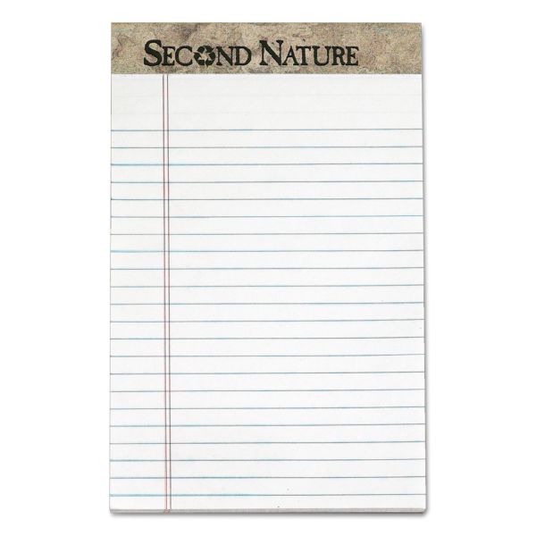 TOP74830 TOPS Second Nature Recycled Pads, Lgl/Margin Rule, 5 x 8, White, 50 Sheets, Dozen