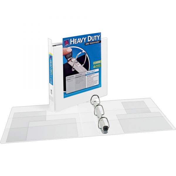 AVE01319 Avery Heavy-Duty 3-Ring View Binder w/Locking 1-Touch EZD Rings, 1 1/2" Capacity, White