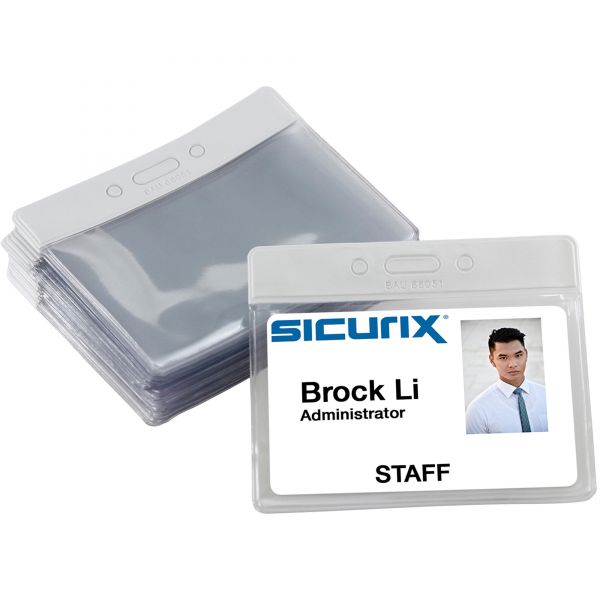 BAU68051 SICURIX Color-coded Vinyl Badge Holders - Horizontal