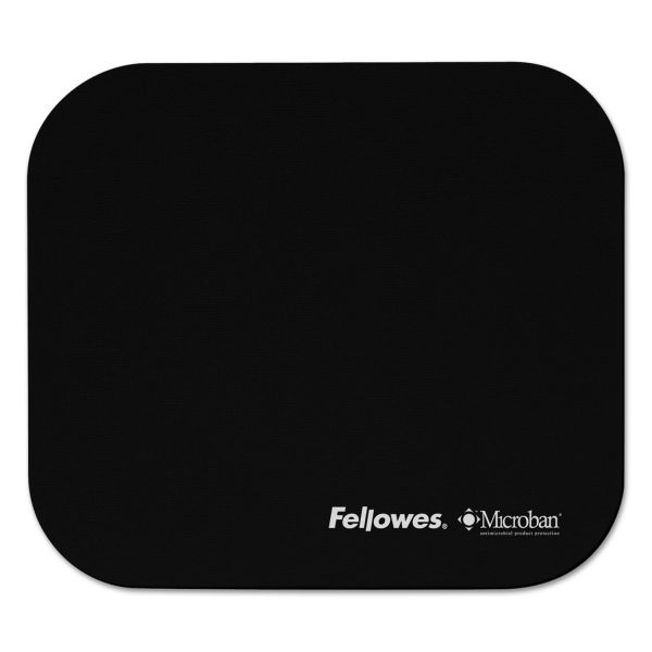 FEL5933901 Fellowes Mouse Pad w/Microban, Nonskid Base, 9 x 8, Black