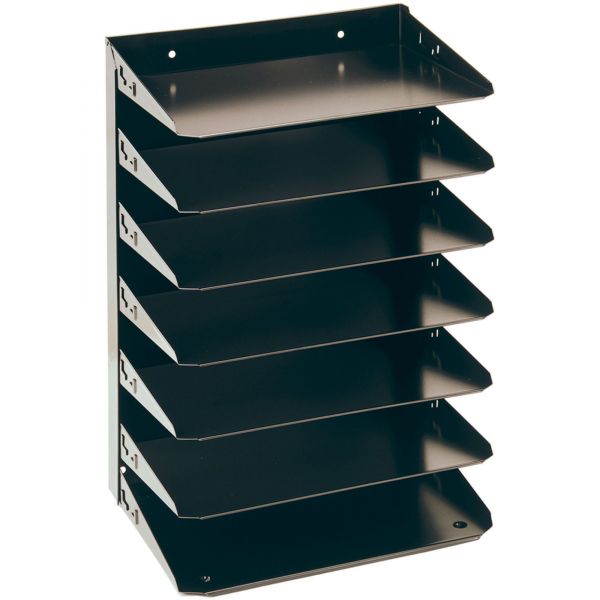 MMF2647HBK SteelMaster Steelmaster Multi-Tier Horizontal Letter Organizers, Seven Tier, Steel, Black