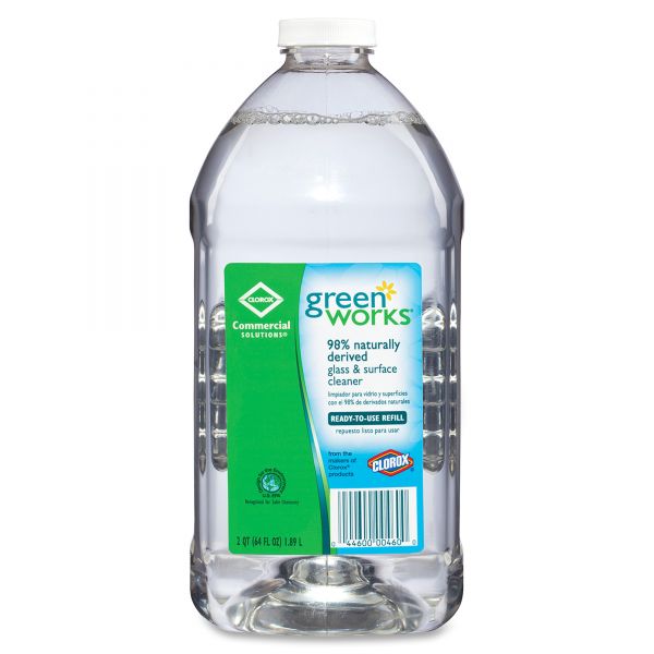 CLO00460CT Green Works Glass and Surface Cleaner, 64oz Refill, 6/Carton