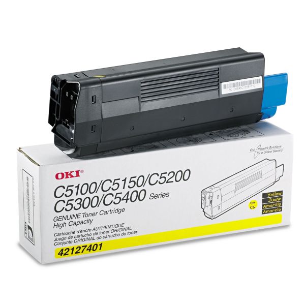OKI42127401 Oki 42127401 High-Yield Toner (Type C6), 5000 Page-Yield, Yellow