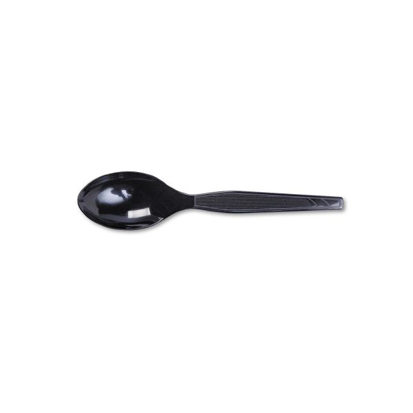 DXETM507 Dixie Plastic Cutlery, Heavy Mediumweight Teaspoons, Black, 100/Box