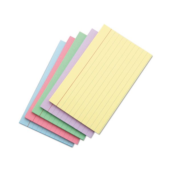 UNV47256 Universal Index Cards, 5 x 8, Blue/Salmon/Green/Cherry/Canary, 100/Pack