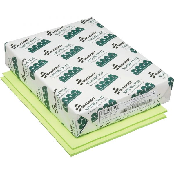 NSN3982682 SKILCRAFT Recycled Colored Paper - Neon Green