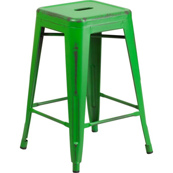 FHFETBT350324GNGG Flash Furniture 24'' High Backless Indoor-Outdoor Counter Height Stool