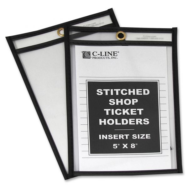 CLI46058 C-Line Shop Ticket Holders, Stitched, Both Sides Clear, 25 Sheets, 5 x 8, 25/BX