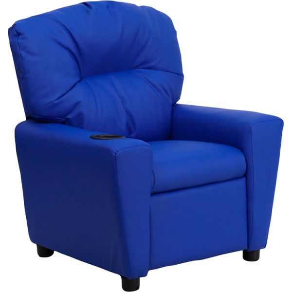 FHFBT7950KIDBLUEGG Flash Furniture Contemporary Blue Vinyl Kids Recliner with Cup Holder