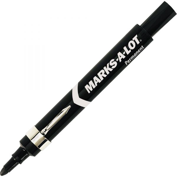 AVE24878 Avery MARK A LOT LRG Desk-Style Permanent Marker w/ Metal Clip, Bullet Tip, Black, DZ