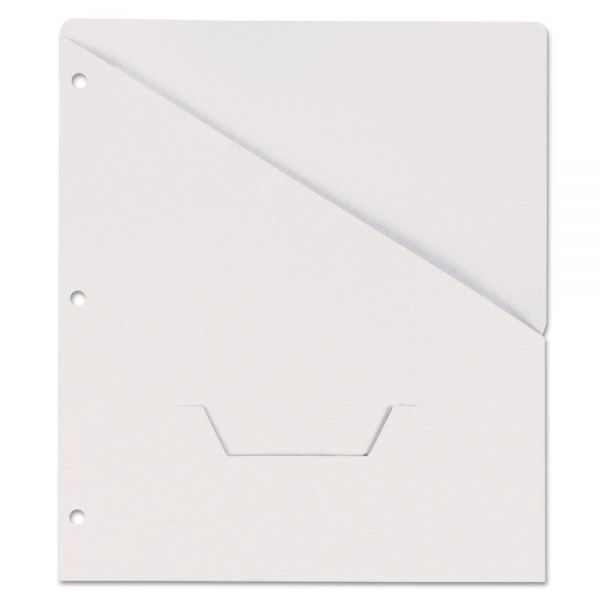 UNV61687 Universal Slash-Cut Pockets for Three-Ring Binders, Jacket, Letter, 11 Pt., White, 10/Pack